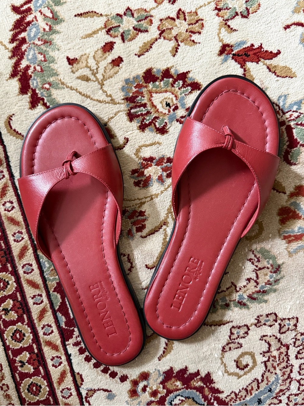 Red Leather Slide Sandals for Women